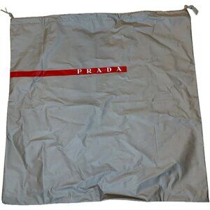Authentic PRADA Drawstring Dust Bag Grey Red PVC Travel Storage Bag 15x16”